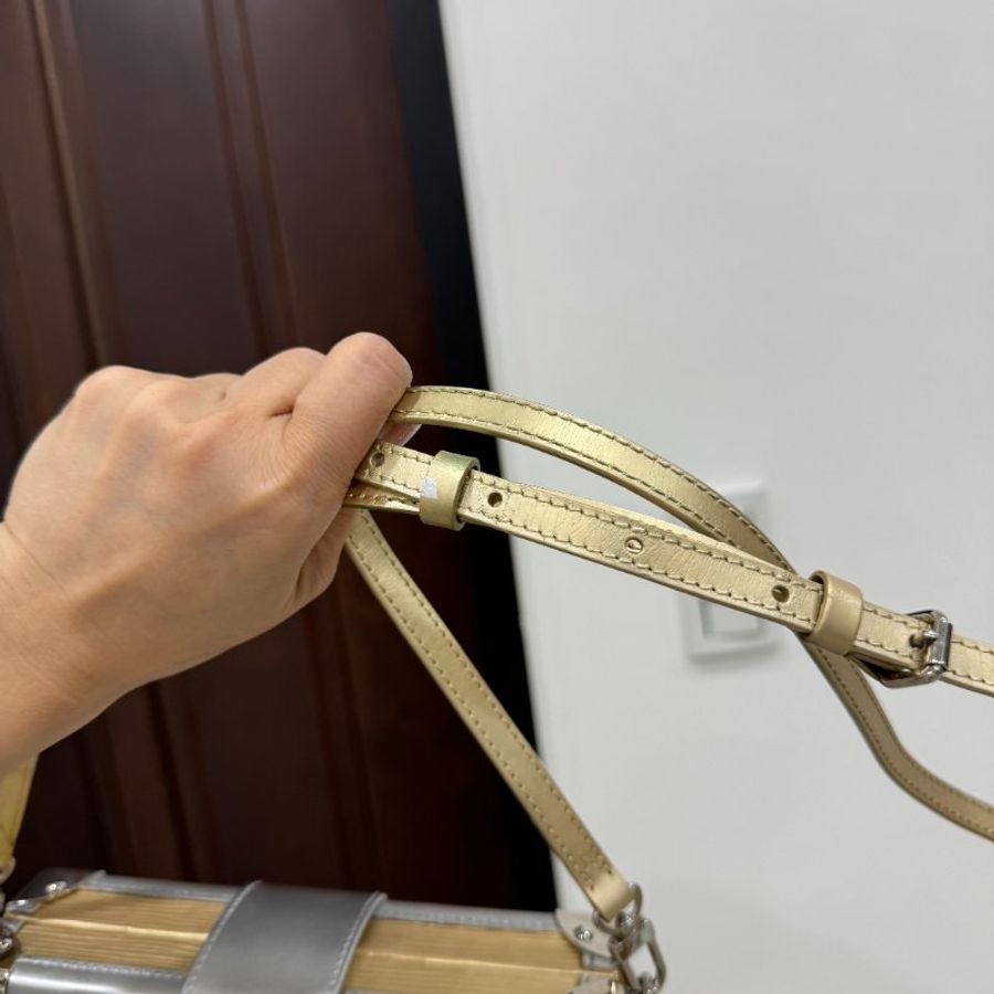 LV 路易威登 EPC PETITE MALLE 金銀色 水波紋 盒子包 肩背包 斜背包 手拿包 晚宴包-34