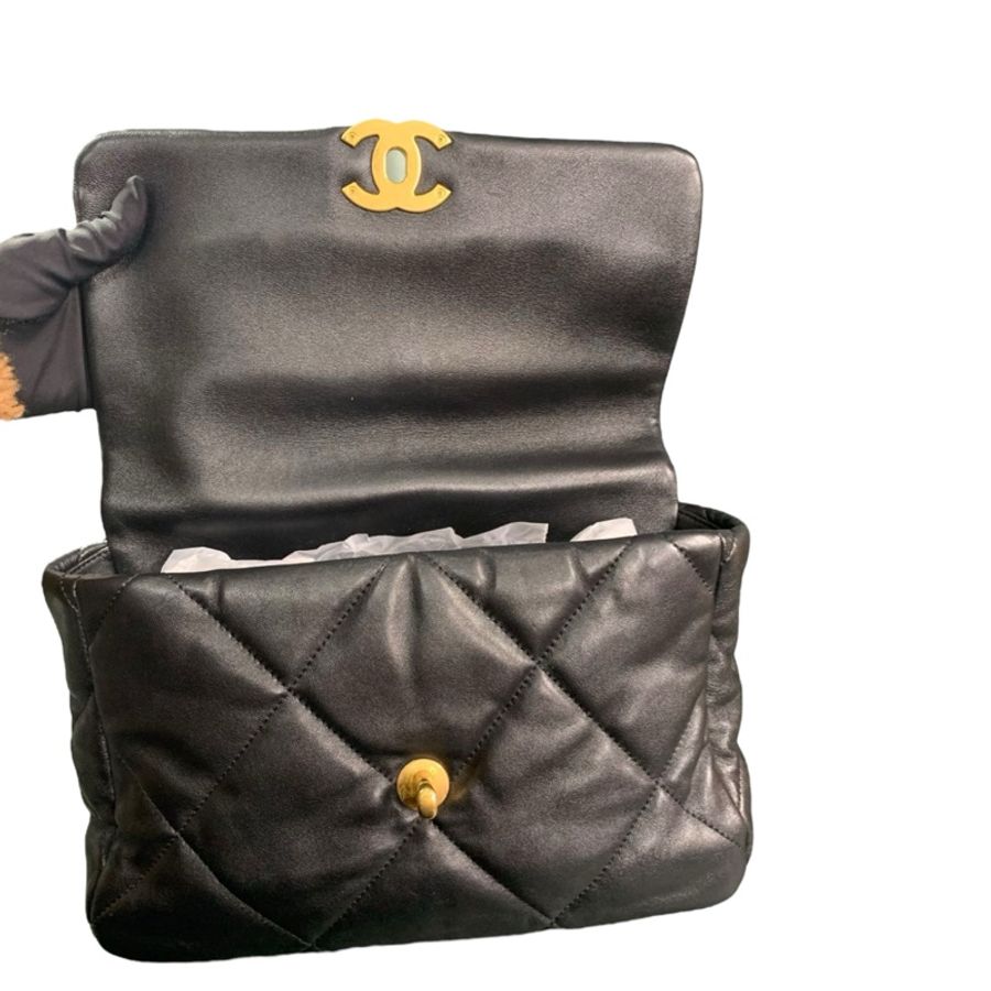 Chanel 19 Bag 黑色羊皮中號-7