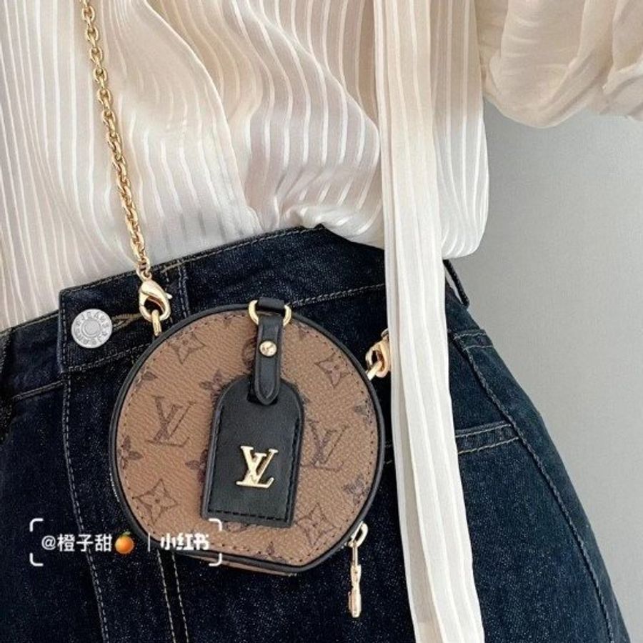 LV Boite chapeau nano mini 焦糖 圓餅包 口紅包 手提包 鍊條包 鏈帶包 斜背包-3