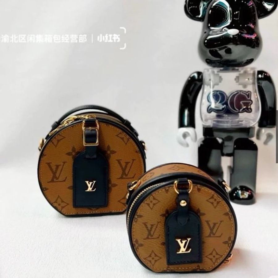 LV Boite chapeau nano mini 焦糖 圓餅包 口紅包 手提包 鍊條包 鏈帶包 斜背包-4