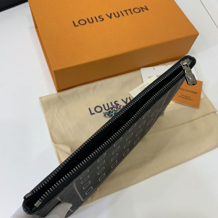 LV 路易威登 Fragment Design 黑老花 藤原浩 七彩鏈條 iPad 手拿包 皮包 腋下包 錢包 手提包-16