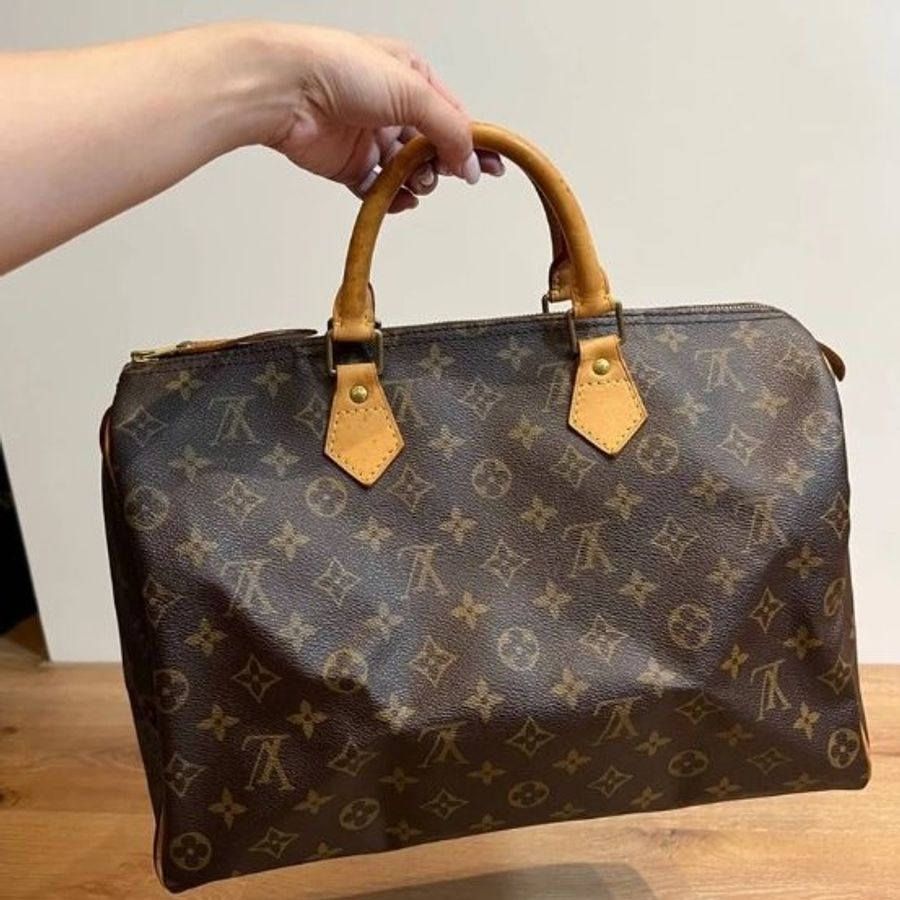 真品LV speedy 35 斜背包 手提包 肩背包 側背包 附原廠長背袋-6