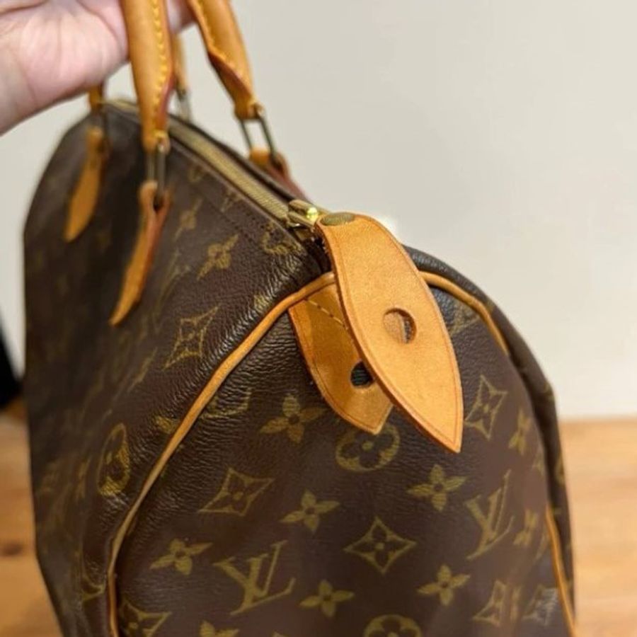 真品LV speedy 35 斜背包 手提包 肩背包 側背包 附原廠長背袋-13