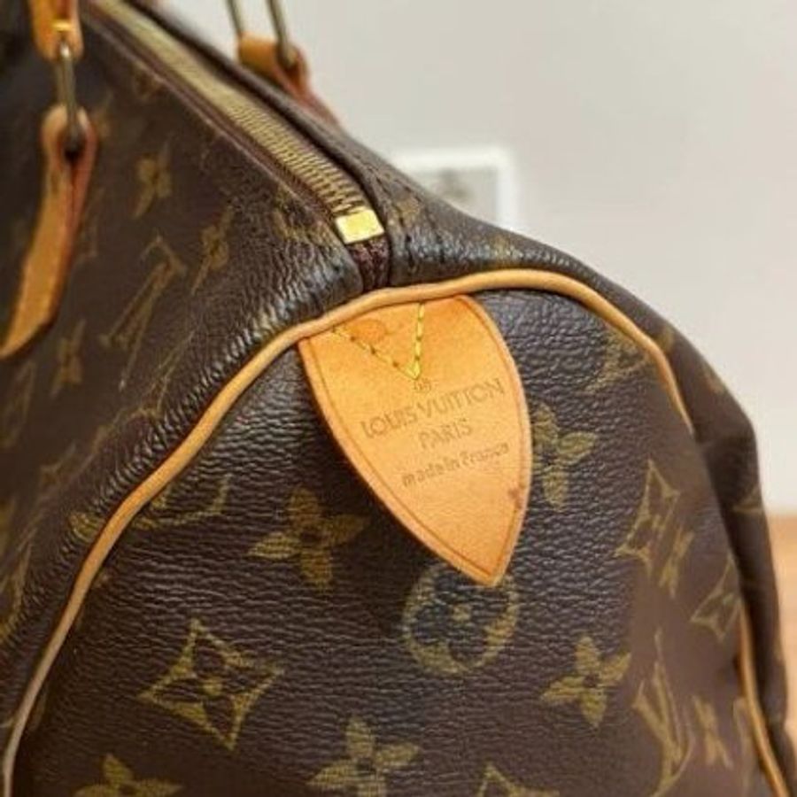 真品LV speedy 35 斜背包 手提包 肩背包 側背包 附原廠長背袋-21