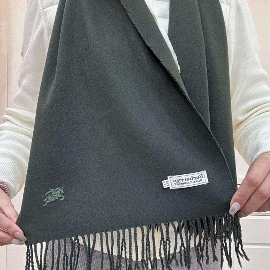 BURBERRY 純羊毛 經典圍巾 vintage 流蘇頸巾 披肩-9