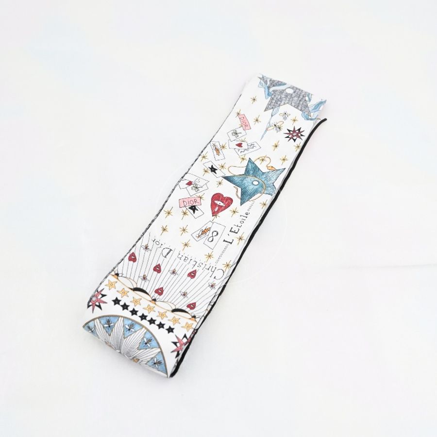 [Pre-owned] Christian Dior White Silk L'Etoile Tarot Twilly-0