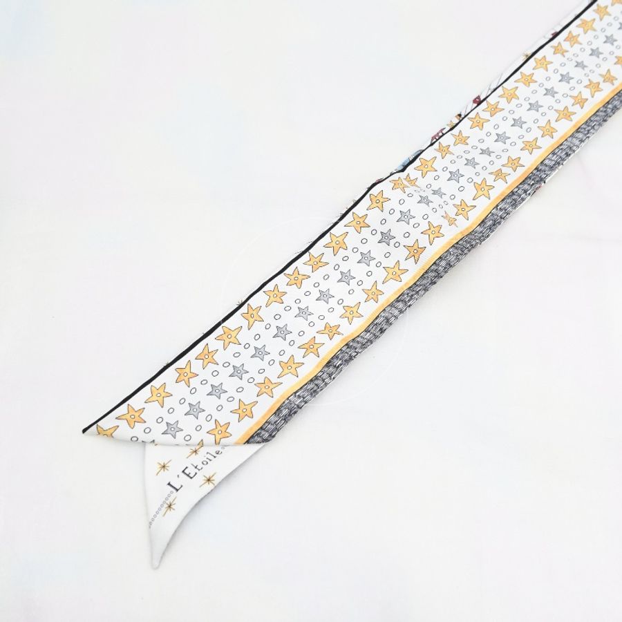 [Pre-owned] Christian Dior White Silk L'Etoile Tarot Twilly-10