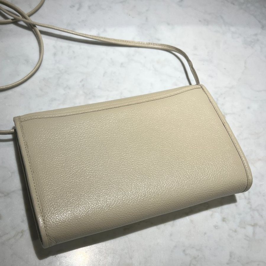 YSL米白色信封皮革斜揹側肩腋下手提袋 日本中古二手vintage-1