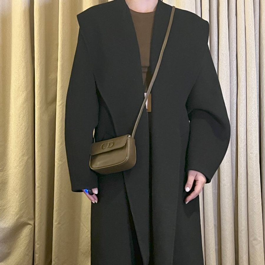 Dior CD橄欖啡綠色皮革斜背袋則肩手提包 中古Vintage-11