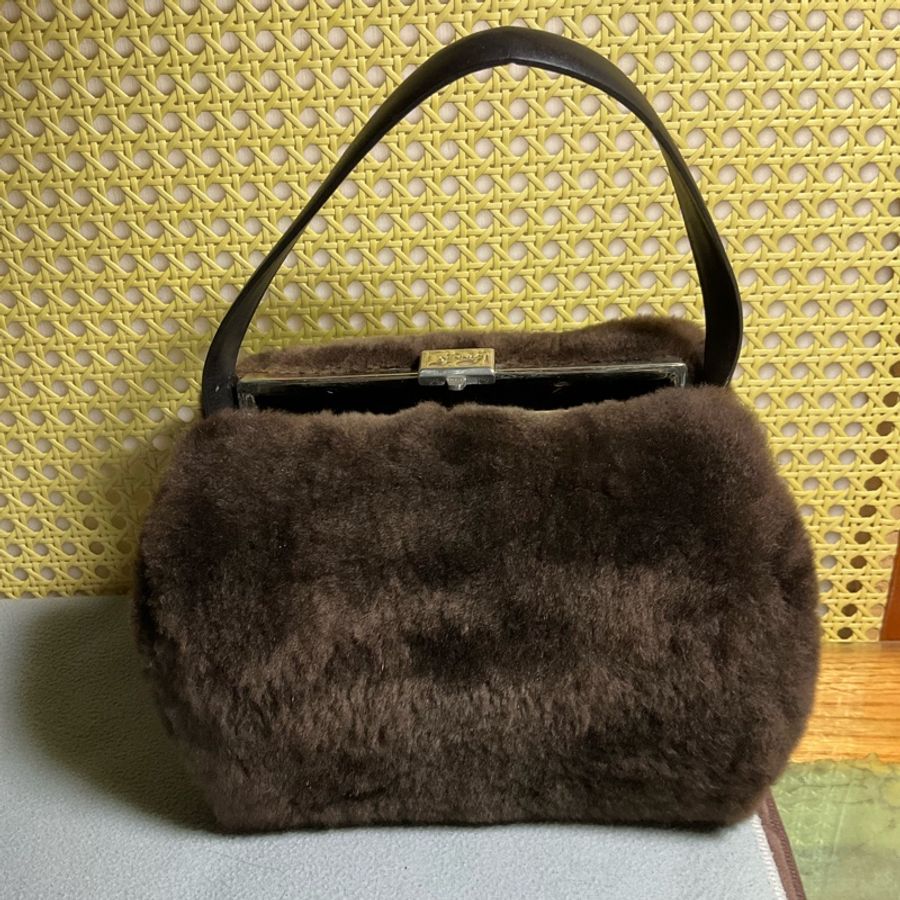 Genny義大利品牌 絕版海狸絨毛晚宴包-0