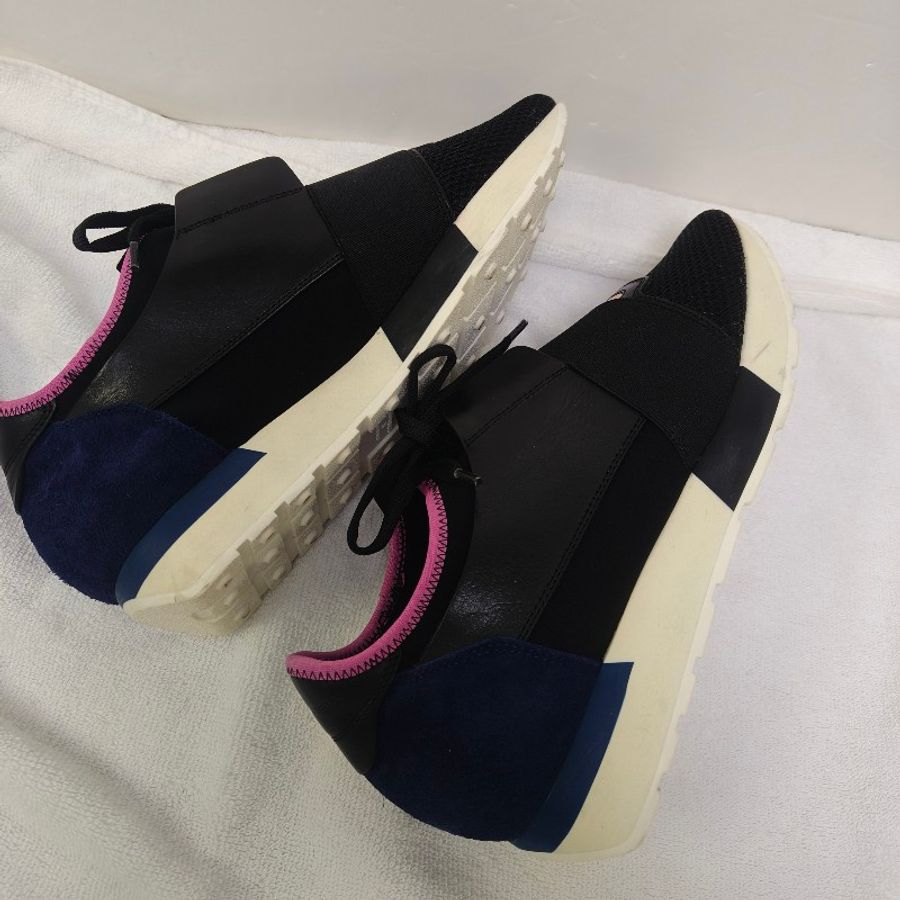 ‼️年中慶降價‼️創新低價只到6/21🎁【8成新】㊣✨BALENCIAGA✨**尺寸:38**巴黎世家 Race Runner拼色 織帶 網布 印字 潮流 休閒鞋 運動鞋/二手鞋/二手精品/保證正品🌳二手樹屋🌳-4