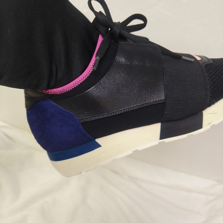 ‼️年中慶降價‼️創新低價只到6/21🎁【8成新】㊣✨BALENCIAGA✨**尺寸:38**巴黎世家 Race Runner拼色 織帶 網布 印字 潮流 休閒鞋 運動鞋/二手鞋/二手精品/保證正品🌳二手樹屋🌳-20