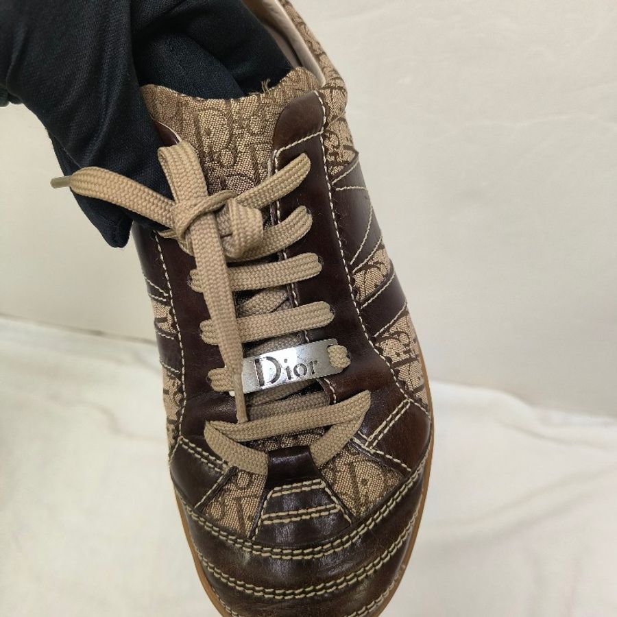 ㊣✨Christian Dior✨**尺寸:37**迪奧 CD 咖啡色 老花 刺繡 皮革 布鞋 休閒鞋/二手鞋/保證正品🌳二手樹屋🌳-22