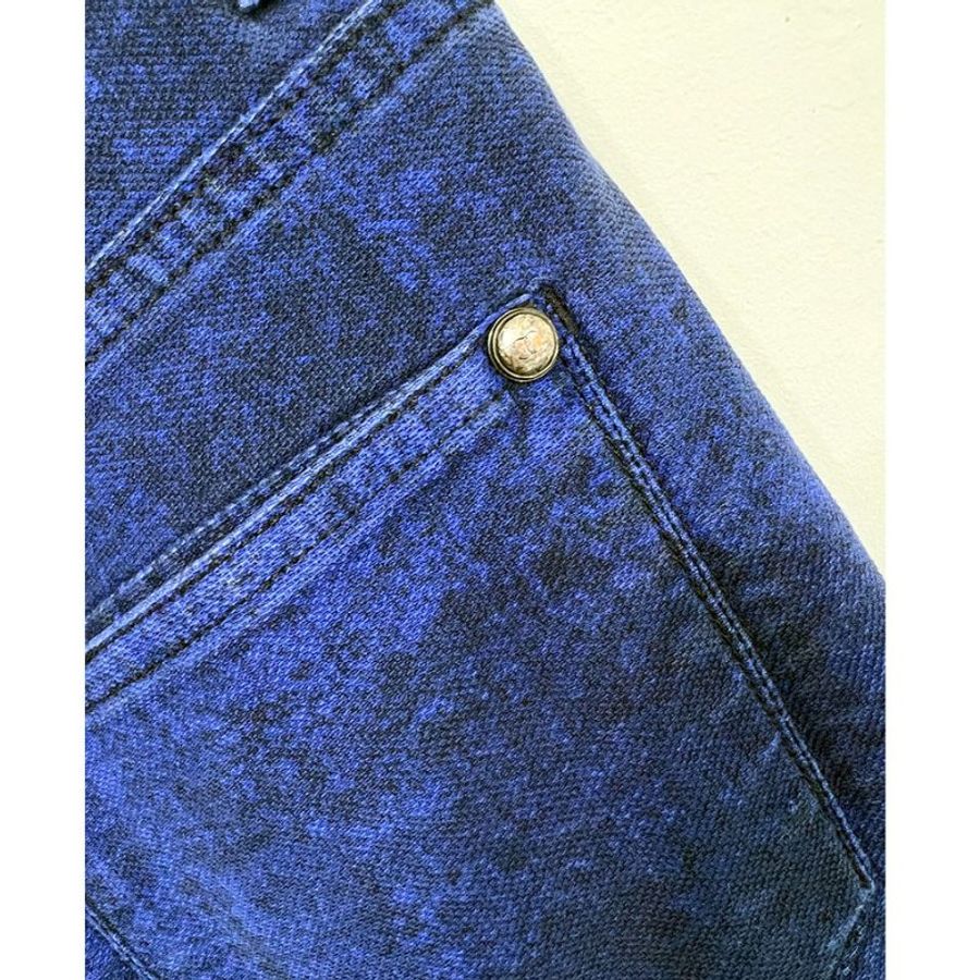 CHANEL 深寶藍印刷毛呢窄管九分牛仔褲 36/38/S/M-11