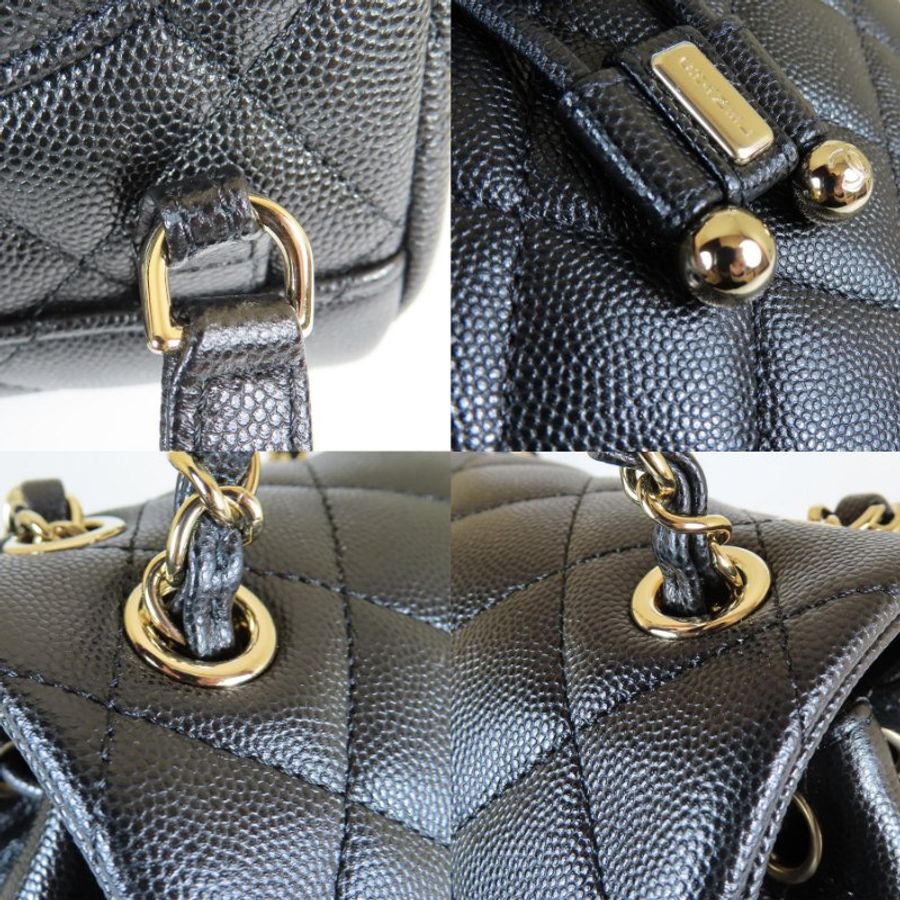 【巴黎站二手名牌專賣店】＊現貨＊CHANEL 香奈兒 真品＊經典黑荔枝菱格淡金雙C轉釦掀蓋金鍊後背包-5