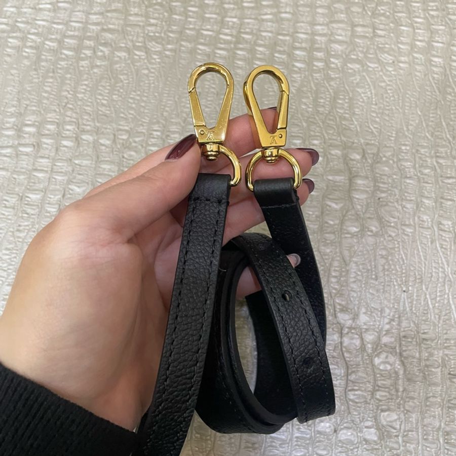 LV 黑拼奶油白牛皮金釦Petit Palais手提斜背包 M58913-6