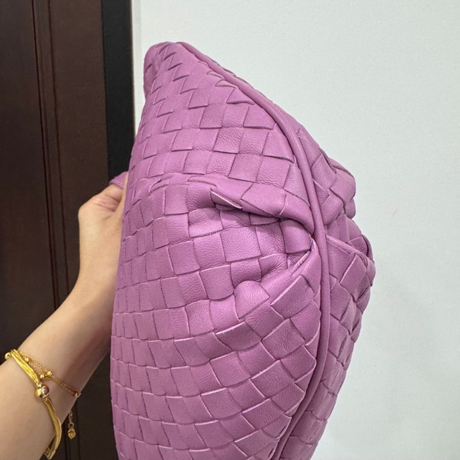 BOTTEGA VENETA BV 編織 藕紫 粉紫色 月亮包 半月包 斜背包 肩背包 側背包 手提包-16