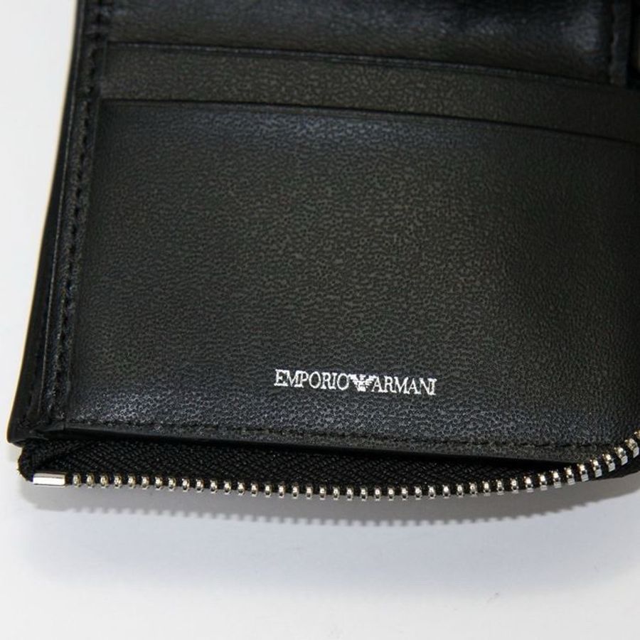 限時優惠活動全新商品含盒裝!日本自己帶回來的Emporio Armani黑色全新亞曼尼皮革拉鍊迷你皮夾-3