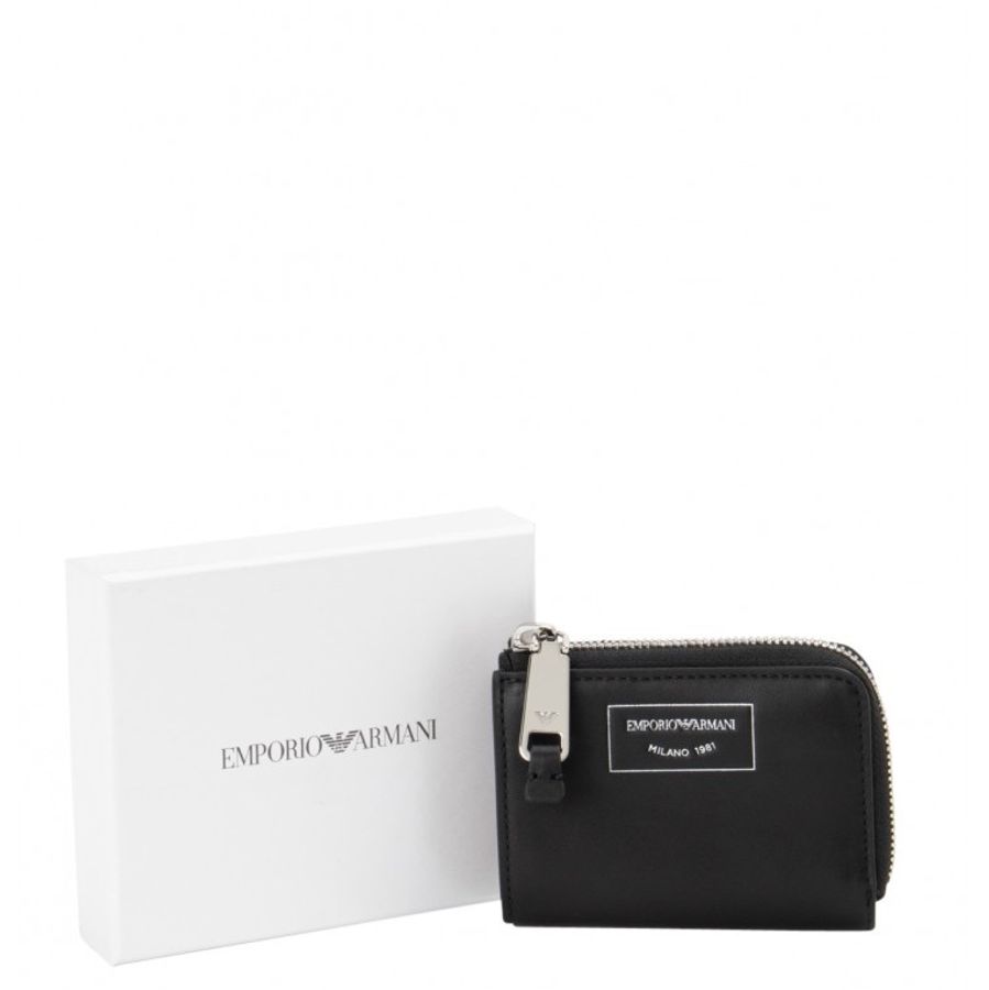 限時優惠活動全新商品含盒裝!日本自己帶回來的Emporio Armani黑色全新亞曼尼皮革拉鍊迷你皮夾-15