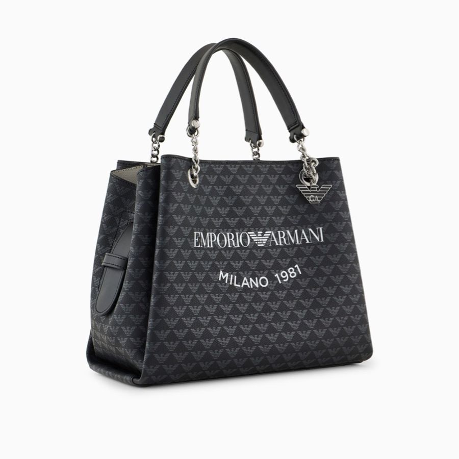 限時優惠活動黑色全新亞曼尼Emporio Armani Monogram Eagle Print Handbag Y3D159 YWS0E Black全新未拆封-1