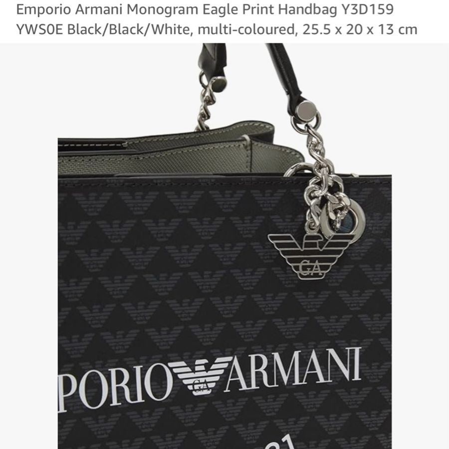限時優惠活動黑色全新亞曼尼Emporio Armani Monogram Eagle Print Handbag Y3D159 YWS0E Black全新未拆封-14