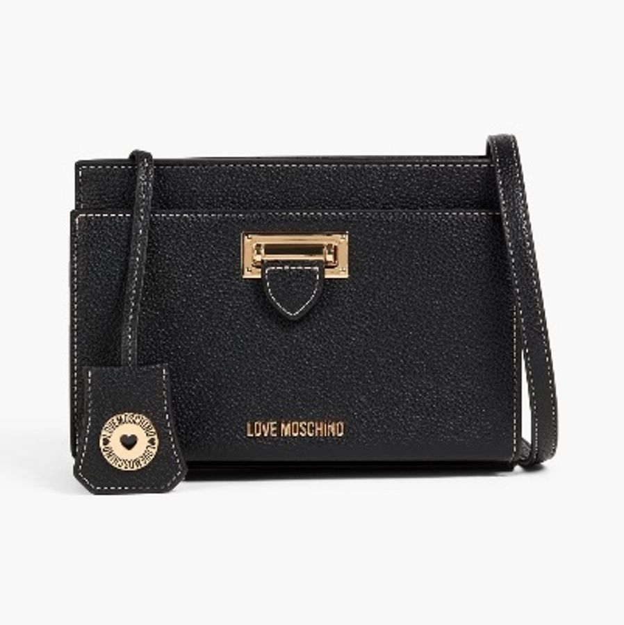 限時優惠活動全新未拆過附防塵袋LOVE MOSCHINO JC4115PP1ILJ0000 皮穿釦寬背帶側背包(黑)-10