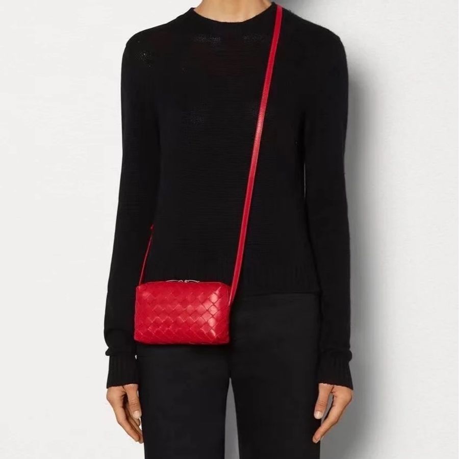 BOTTEGA VENETA BV Nappa Mini 紅 編織 小廢包 斜背包 肩背包 側背包-4