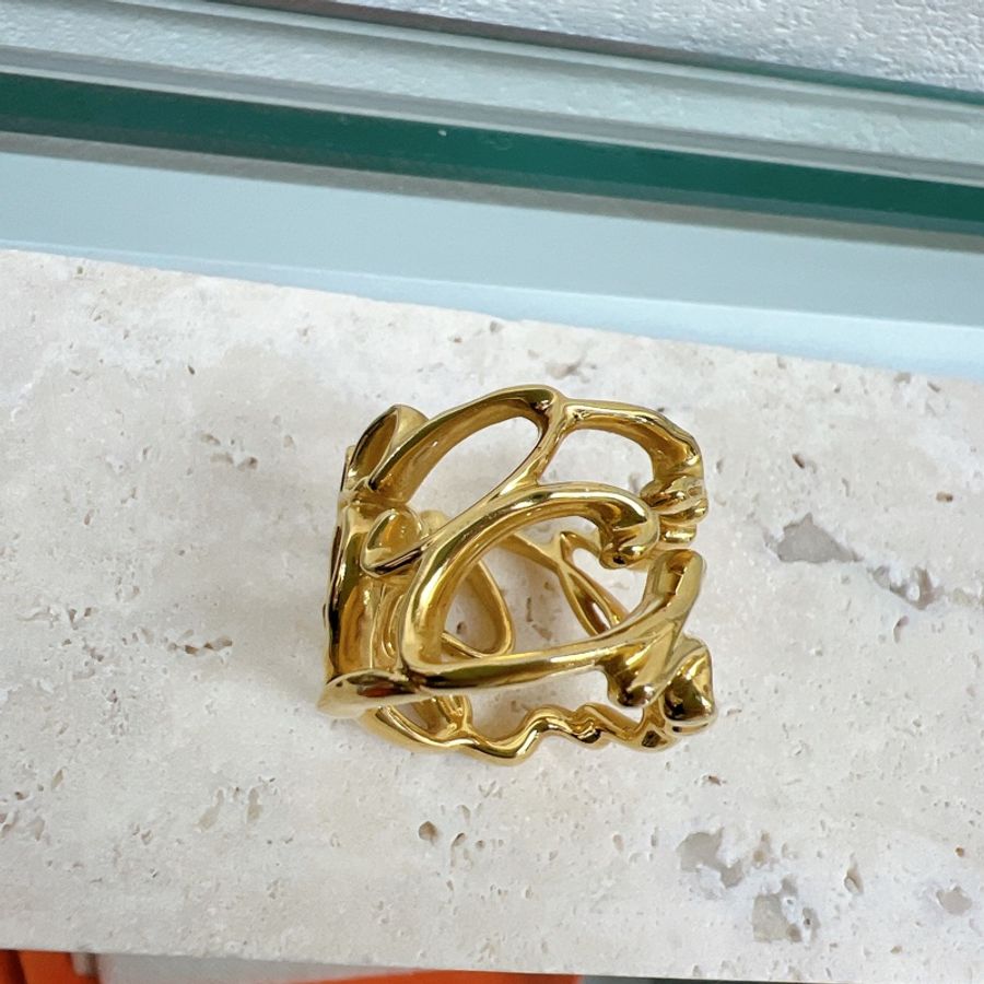 Chanel 24s coco logo 鏤空水鑽戒指 (52碼)-3