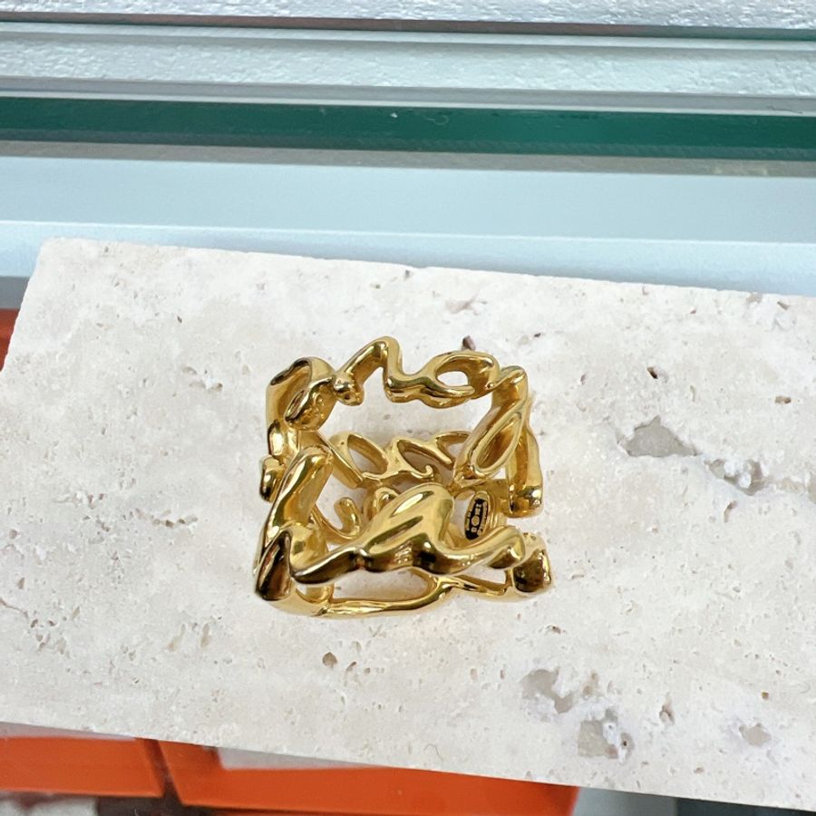 Chanel 24s coco logo 鏤空水鑽戒指 (52碼)-4