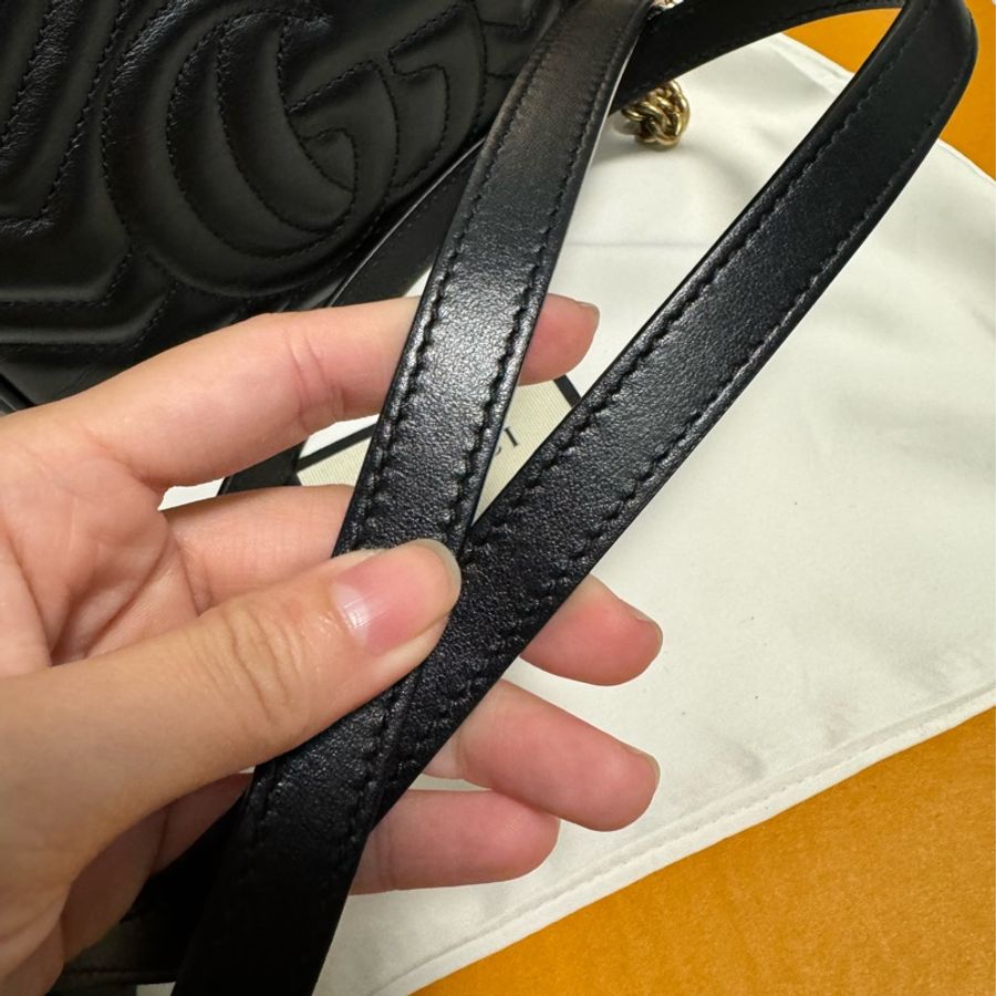 🌟八五新🆙🌟 GUCCI 古馳 GG Marmont系列仿舊金色雙G LOGO 山字車紋拉鍊肩背包-5