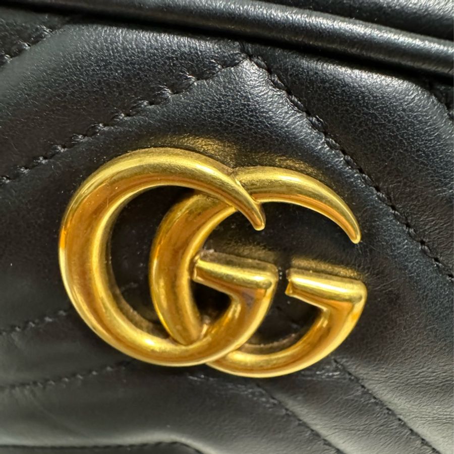 🌟八五新🆙🌟 GUCCI 古馳 GG Marmont系列仿舊金色雙G LOGO 山字車紋拉鍊肩背包-16