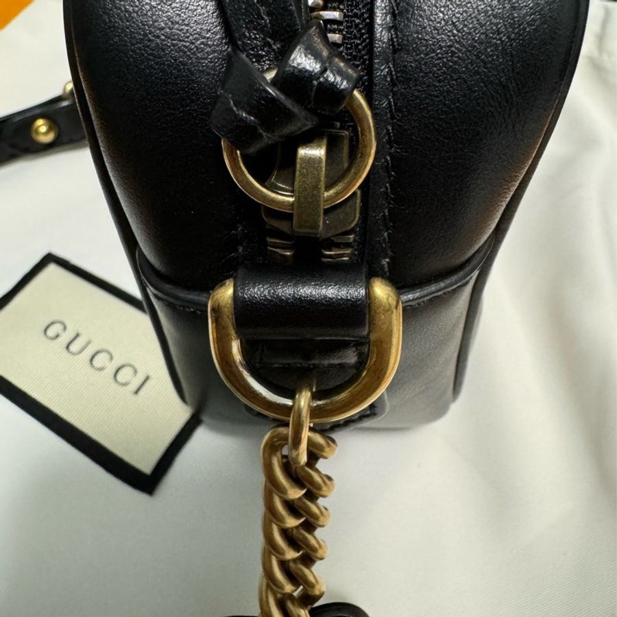 🌟八五新🆙🌟 GUCCI 古馳 GG Marmont系列仿舊金色雙G LOGO 山字車紋拉鍊肩背包-27