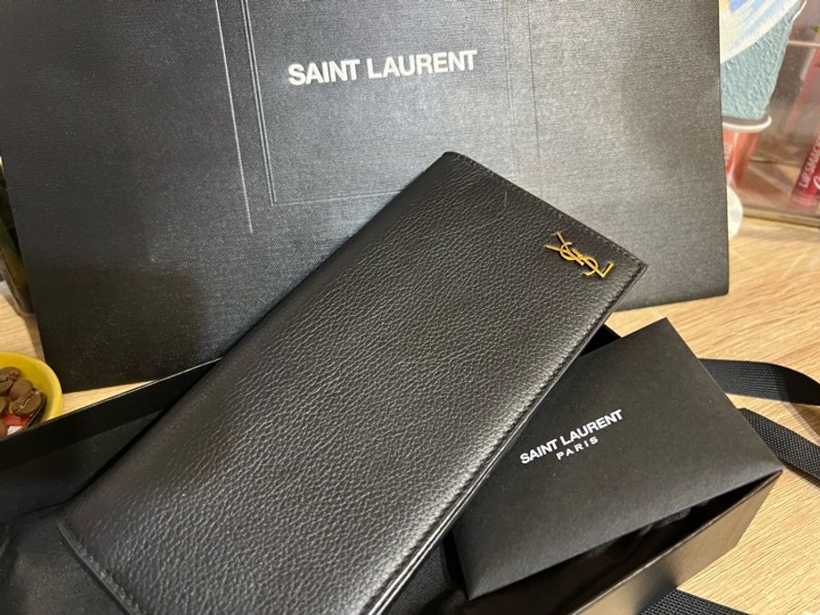 YSL SAINT LAURENT TINY MONOGRAM粒面皮革長夾-0