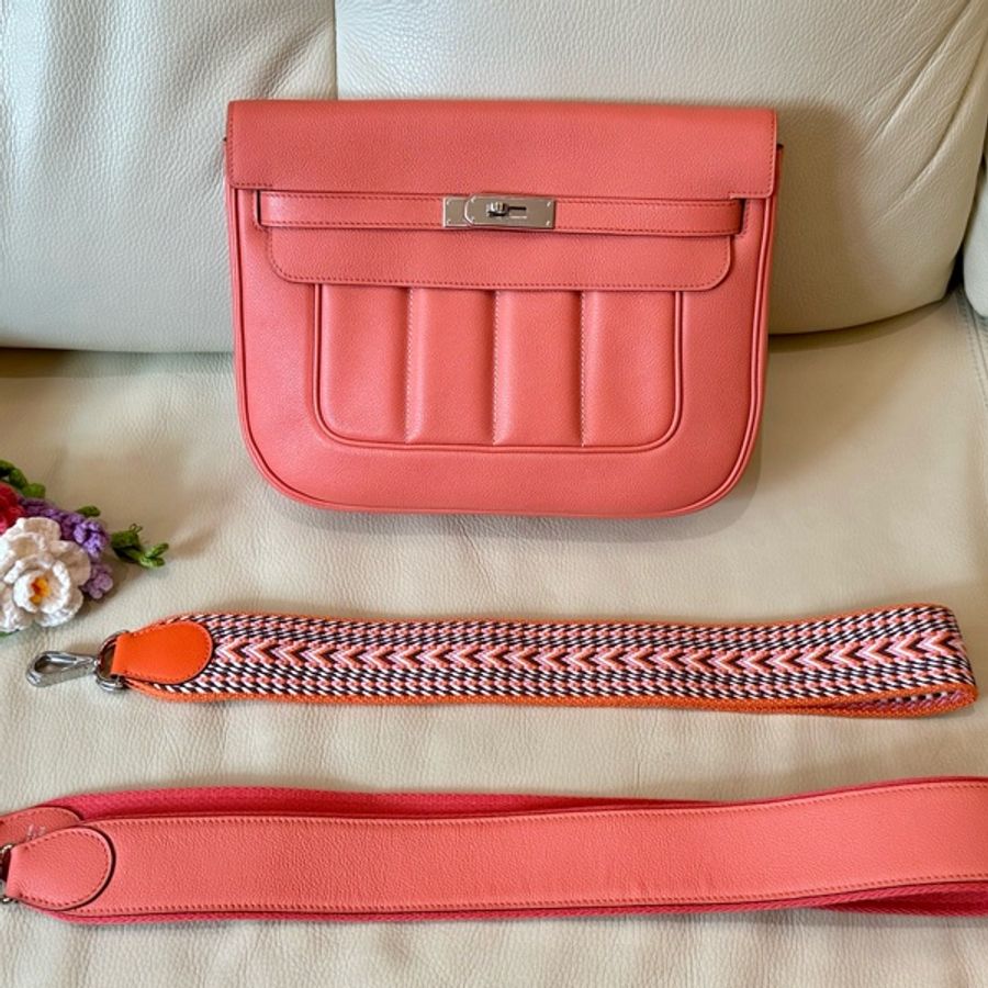 🧚🏻‍♀️（已售出）Hermès Berline 28 絕版美包 龍蝦粉（狀況非常好）-5