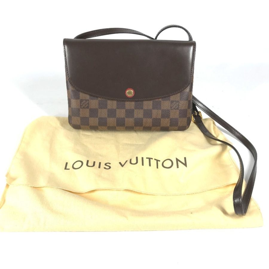 路易威登 N48259 Damier Twice Pochette 單肩包帆布女式 Ebene 棕色-15