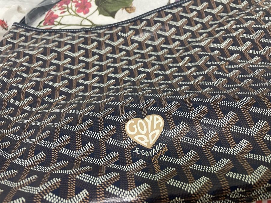 有購證!Goyard Hobo bag稀有深藍色+咖啡色小愛心♡全新韓國專櫃帶回保證100%正品-3