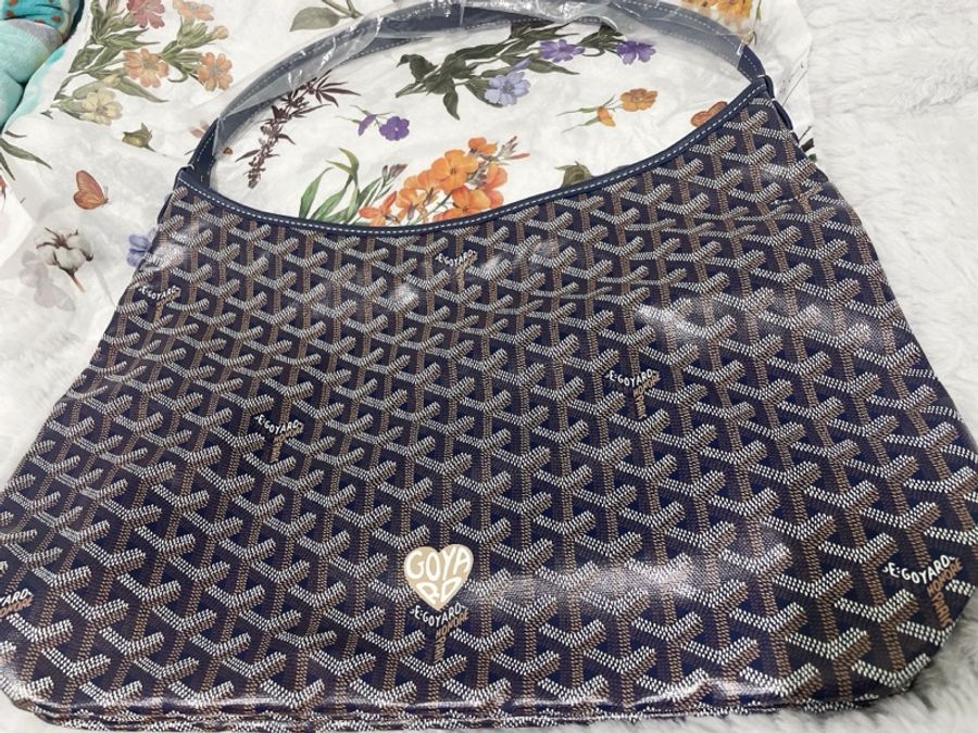 有購證!Goyard Hobo bag稀有深藍色+咖啡色小愛心♡全新韓國專櫃帶回保證100%正品-6