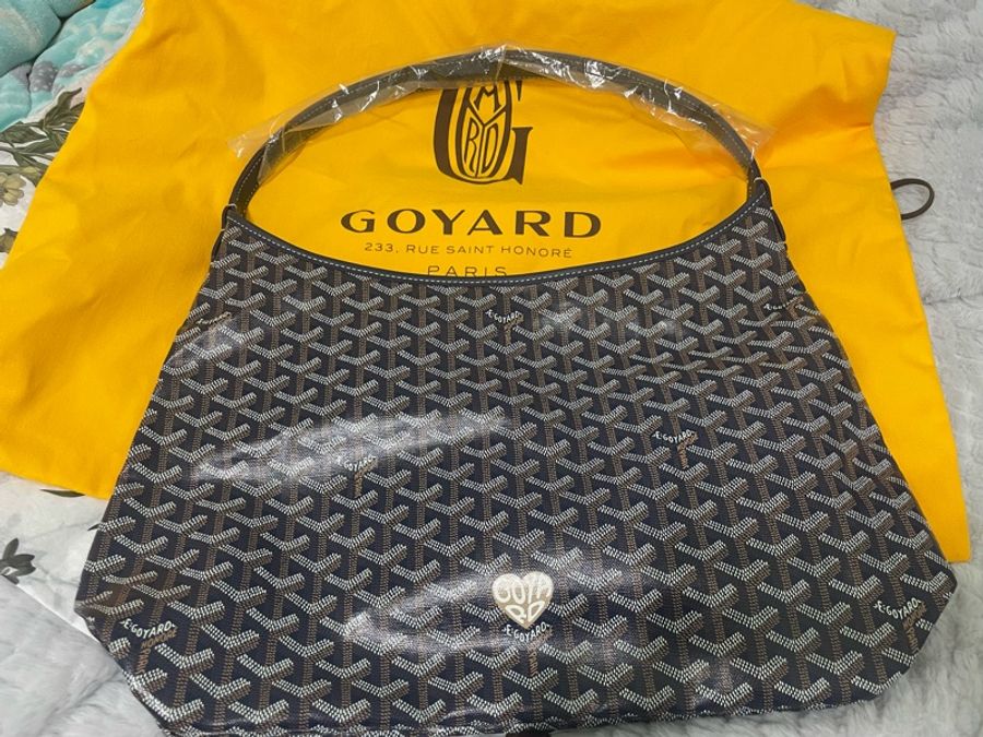 有購證!Goyard Hobo bag稀有深藍色+咖啡色小愛心♡全新韓國專櫃帶回保證100%正品-9