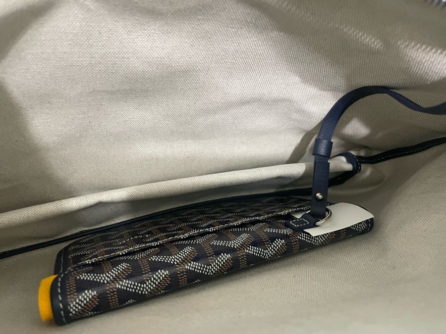 有購證!Goyard Hobo bag稀有深藍色+咖啡色小愛心♡全新韓國專櫃帶回保證100%正品-16