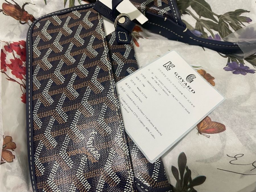 有購證!Goyard Hobo bag稀有深藍色+咖啡色小愛心♡全新韓國專櫃帶回保證100%正品-17