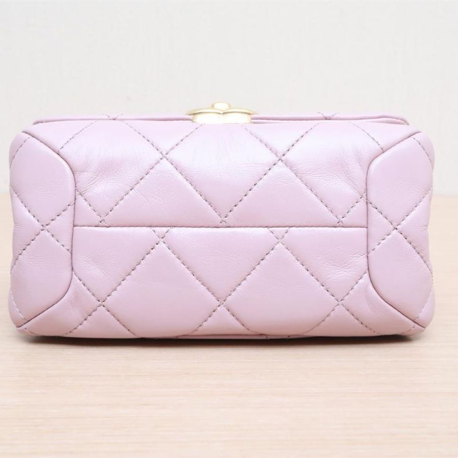 CHANEL(香奈兒) 22A 手工坊 粗鏈條風琴包 粉色 晶片開 金扣-3