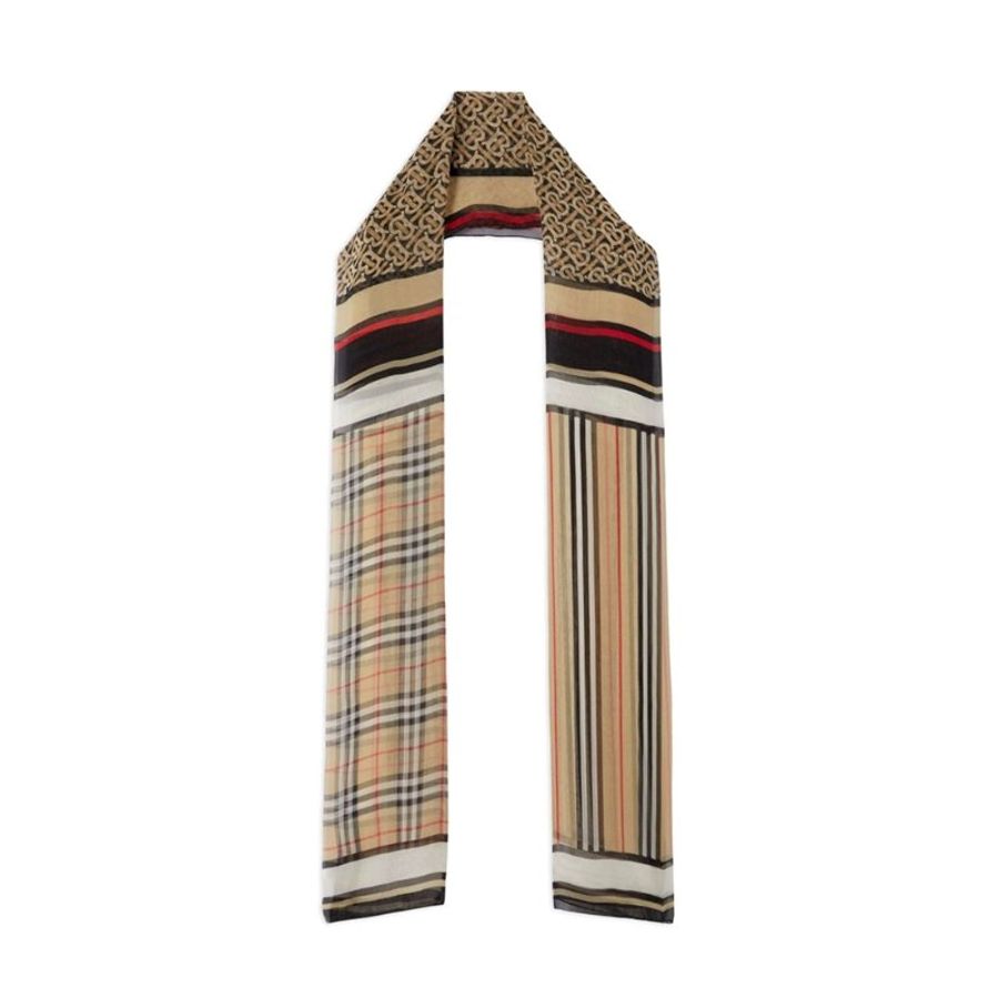*Burberry Montage Print Silk Chiffon Scarf for Women in Archive Beige (8070937-Archive_Beige)-4