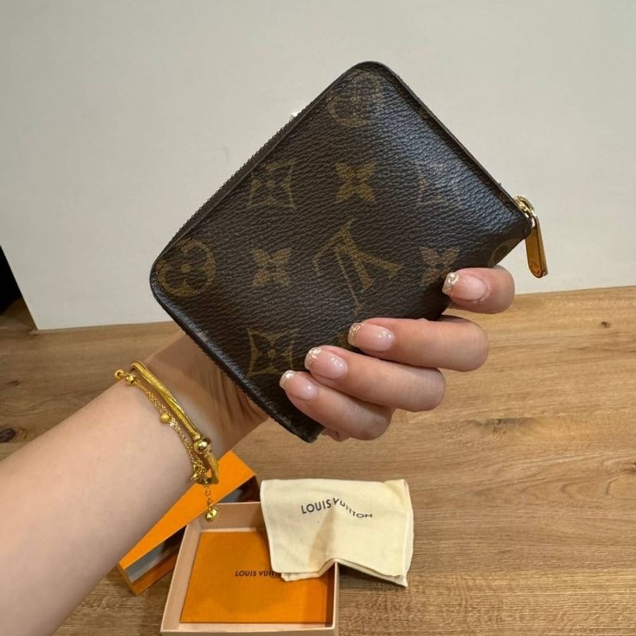 LV 原花 M60067 Monogram ㄇ字拉 ㄇ拉 信用卡卡夾 卡夾 卡包 零錢包 錢包 口字拉鍊零錢包-1