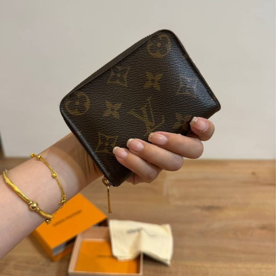 LV 原花 M60067 Monogram ㄇ字拉 ㄇ拉 信用卡卡夾 卡夾 卡包 零錢包 錢包 口字拉鍊零錢包-2