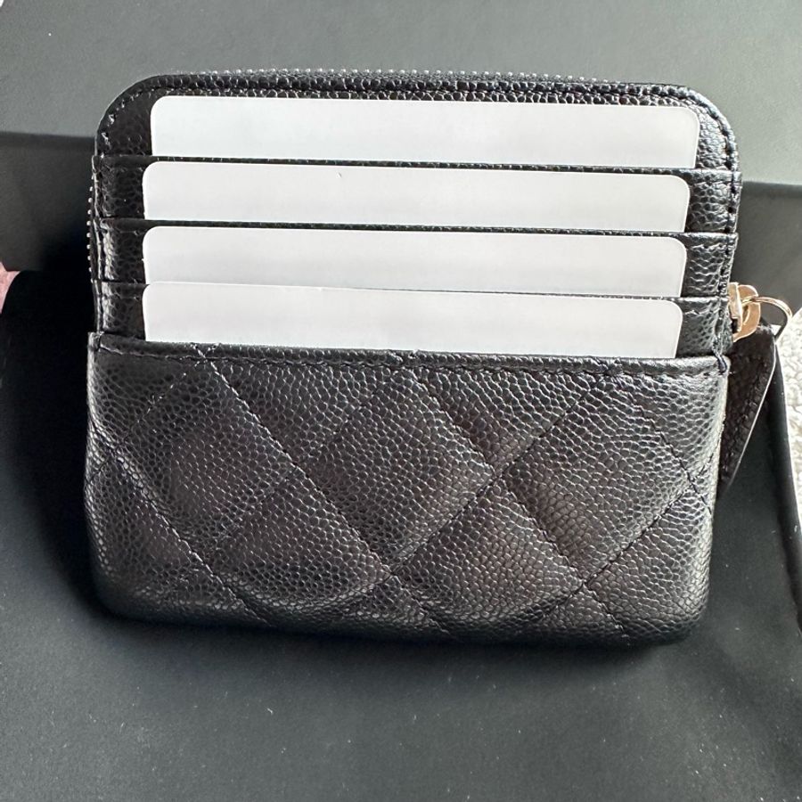 Chanel 香奈兒 吐司零錢包 拉鍊零錢包 黑金牛-1