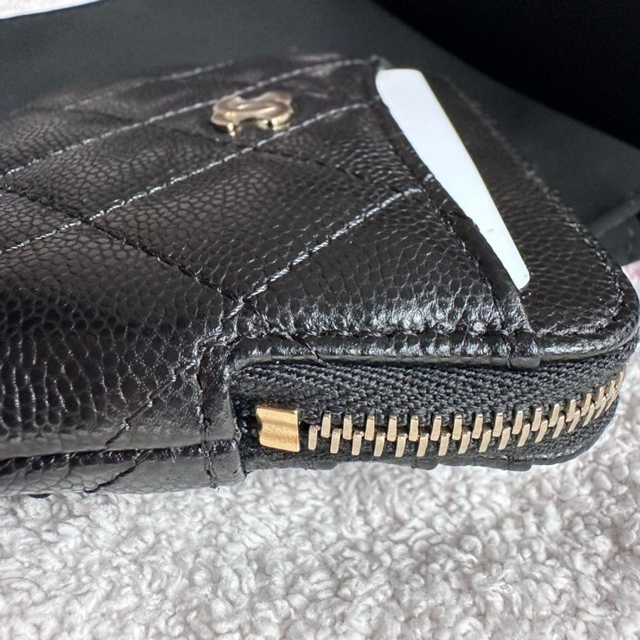 Chanel 香奈兒 吐司零錢包 拉鍊零錢包 黑金牛-3