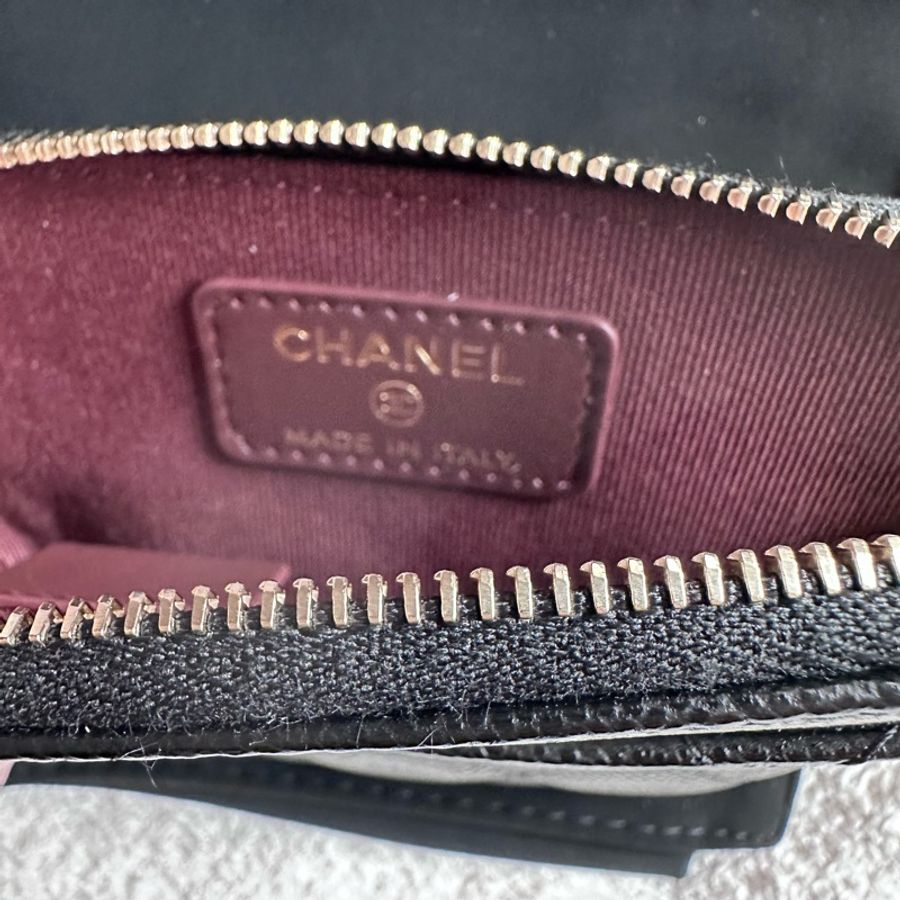Chanel 香奈兒 吐司零錢包 拉鍊零錢包 黑金牛-5