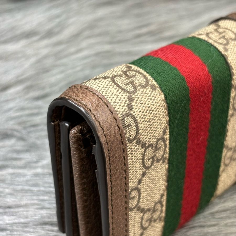 GUCCI 523174 Ophidia GG 老花字紋PU綠紅綠 零錢包 短夾 皮夾 錢包-11