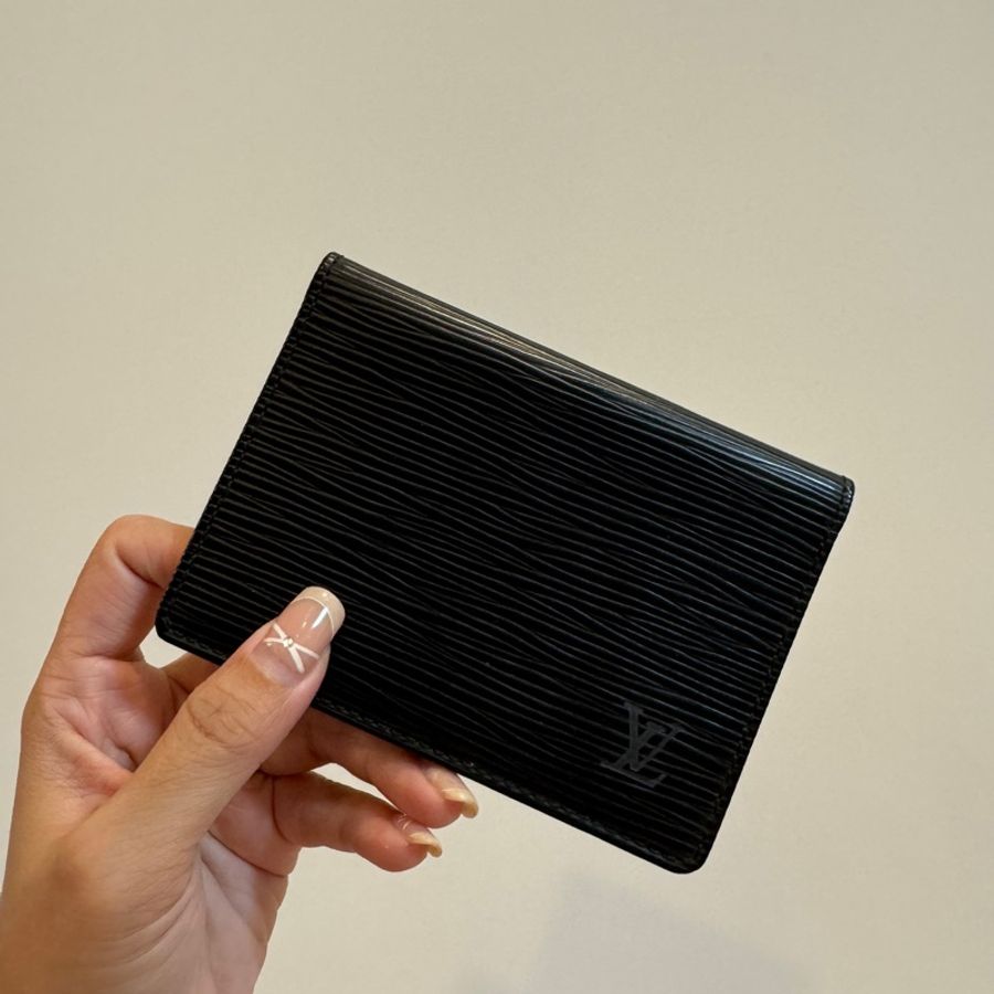 LV 路易威登 epi 黑色水波紋 照片夾 卡夾 卡包 名片夾 短夾-4