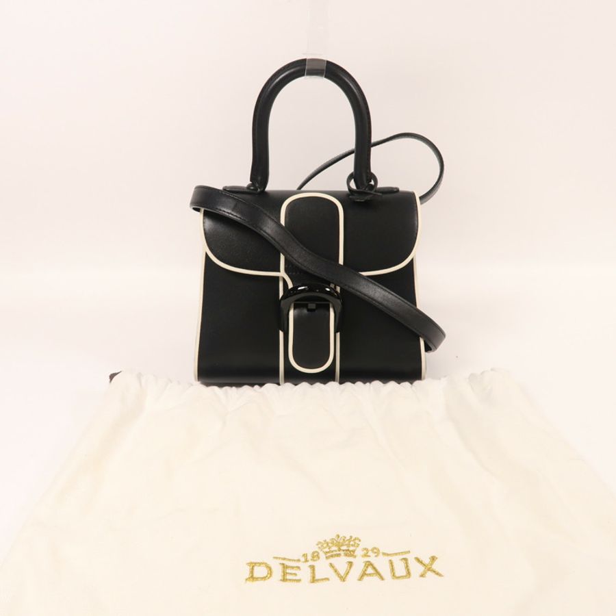 Delvaux 牛皮皮革Brillant Mini手挽肩背兩用袋黑色-7